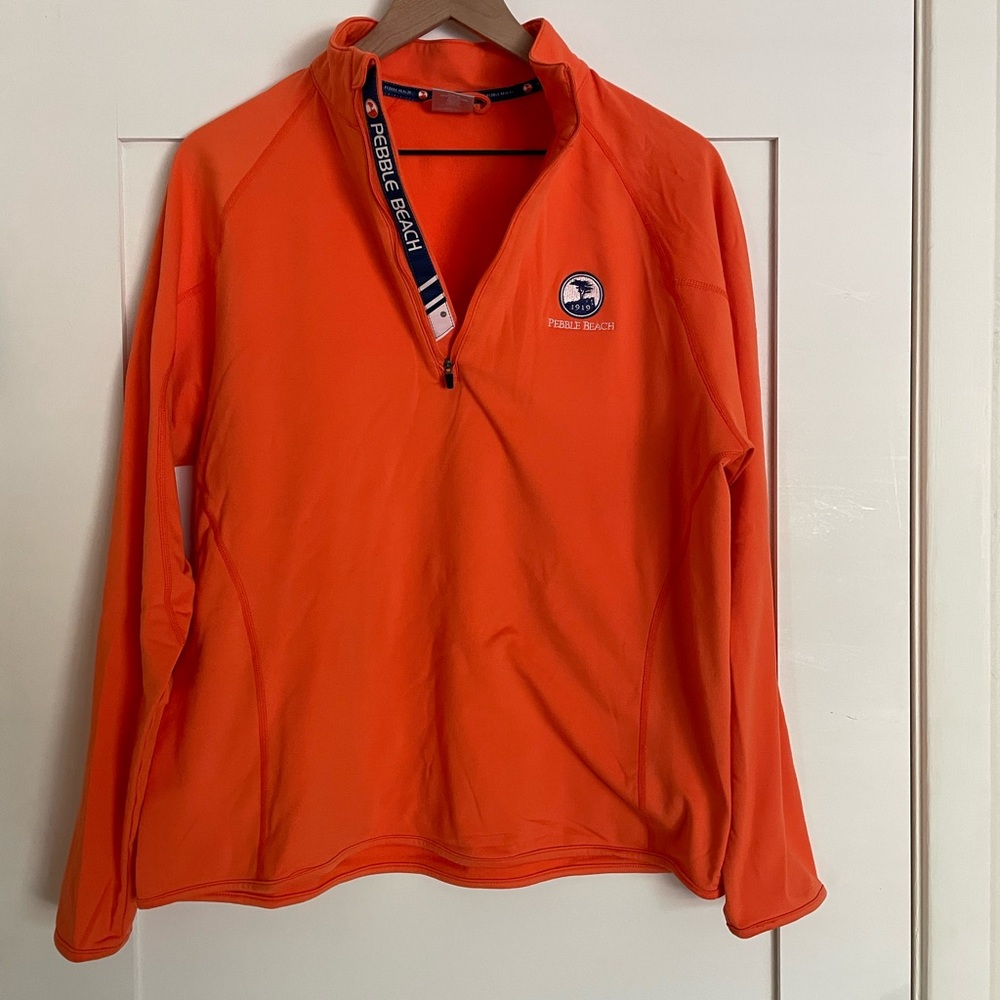 Pebble Beach Bright Orange Embroidered Logo Pullover